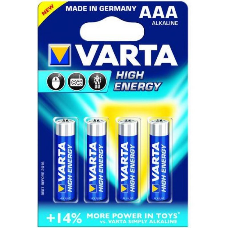 Батарейки Varta High Energy Micro, AAA/LR03, 4 шт/уп