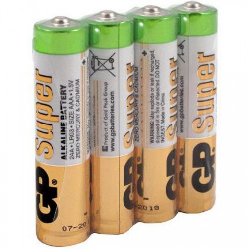 Батарейки GP Super Alkaline, AAA/LR3, 4 шт/уп, пленка