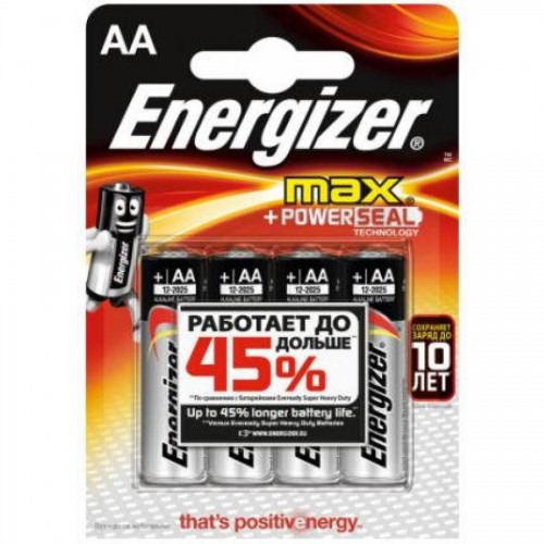 Батарейки Energizer MAX Alkaline, AA/LR6, 4 шт/уп