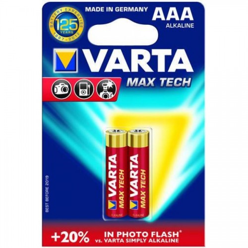 Батарейки Varta Max Tech Micro, AAA/LR3, 2 шт/уп