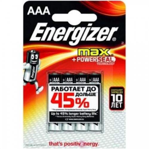 Батарейки Energizer MAX Alkaline, AAA/LR03, 4 шт/уп