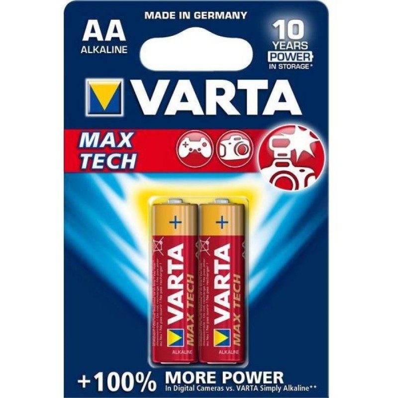 Батарейки Varta Max Tech Mignon, AA/LR6, 2 шт/уп