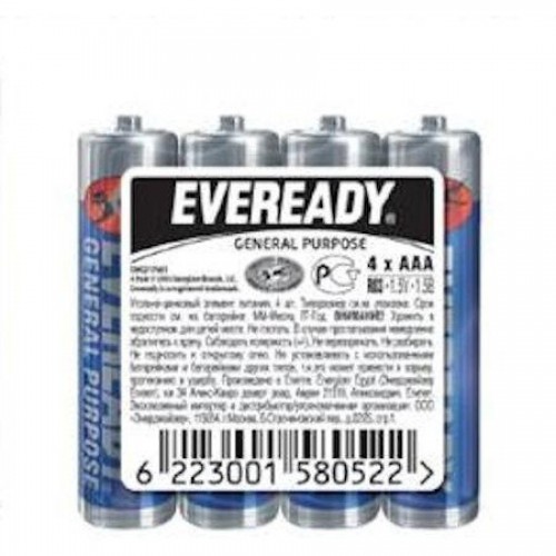 Батарейки Eveready, AAA/R03, 4 шт/уп, пленка