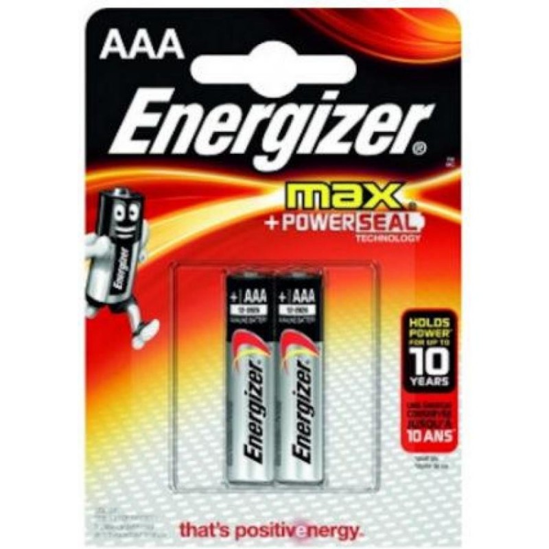 Батарейки Energizer MAX Alkaline, AAA/LR03, 2 шт/уп