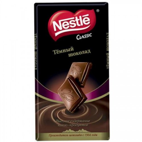 Плиточный шоколад Nestle, темный, 90 гр
