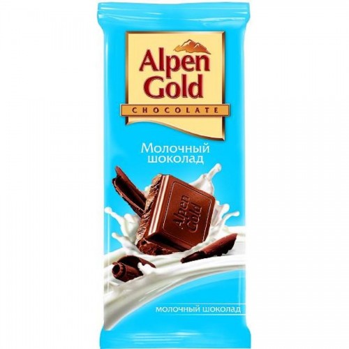 Плиточный шоколад Alpen Gold, молочный, 90 гр