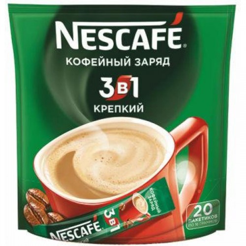 Кофе Nescafe Strong, 3 в 1, растворимый, 20 шт/уп