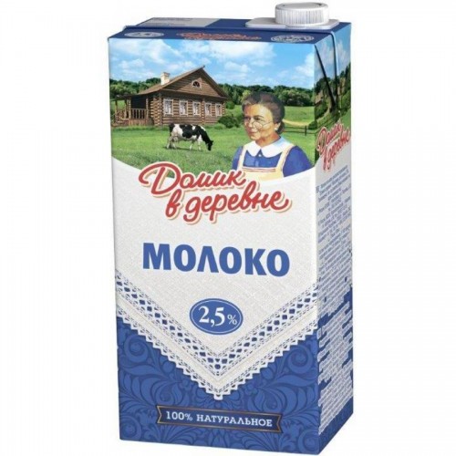 Молоко Домик в деревне, 2,5% жирности, 0,95 л