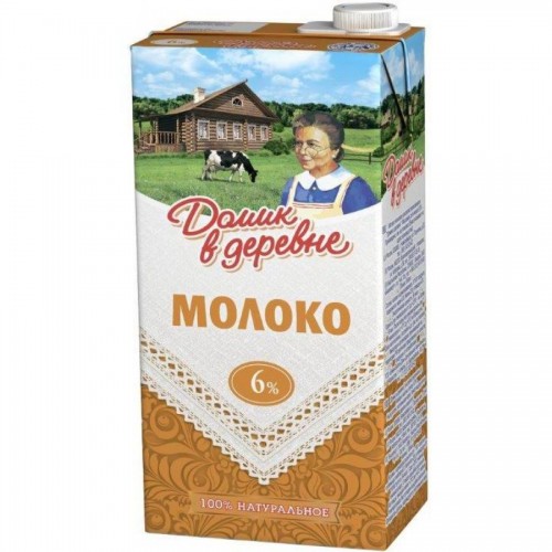 Молоко Домик в деревне, 6% жирности, 0,95 л