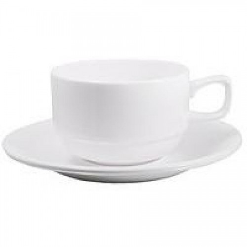 Чашка чайная WILMAX, 220 мл + блюдце, белый, 6 шт/упак