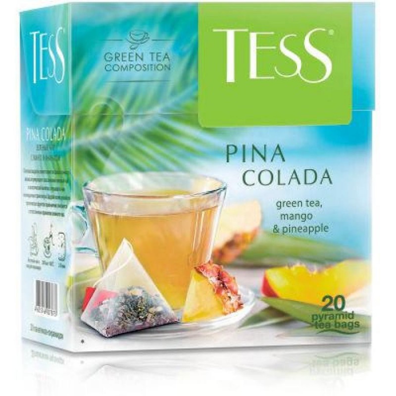 Чай зеленый Tess Pina Colada, 20 х 1,8 г, пирамидки