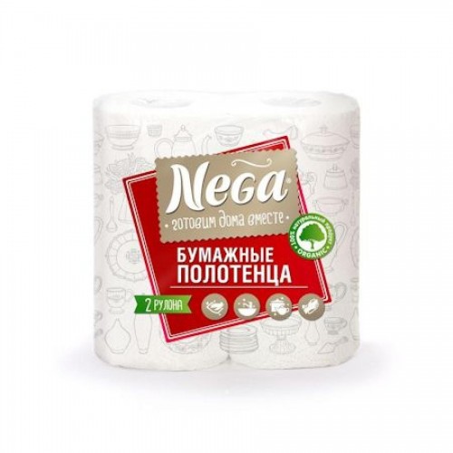 Бумажные полотенца Nega, 2 рул/уп, 2 слоя, 60л, 21,8х22 см