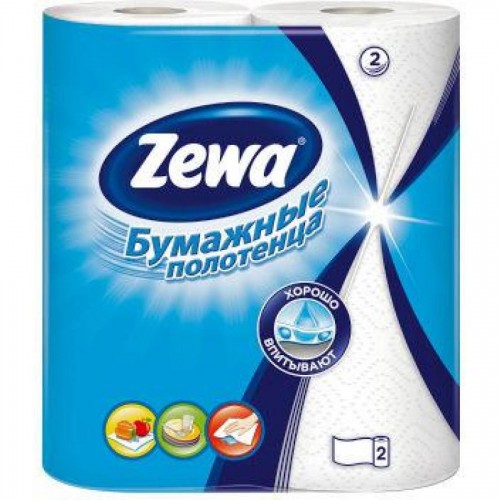 Бумажные полотенца Zewa, 2 слоя, 2 рул/упак, белые