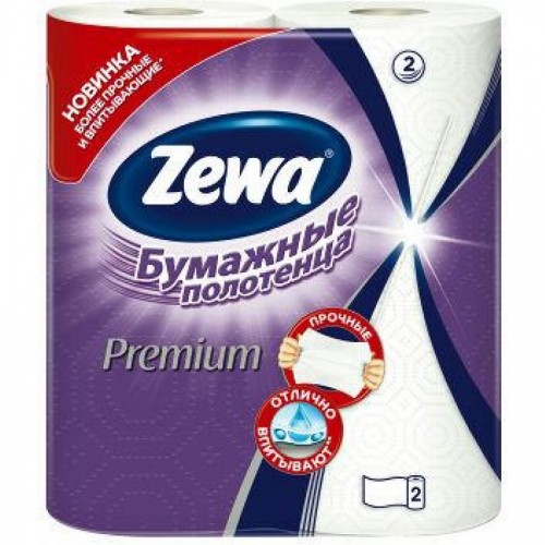 Бумажные полотенца Zewa Premium, 2 слоя, 2 рул./упак, белые