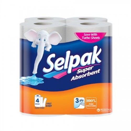 Бумажные полотенца Selpak, 4 рулона