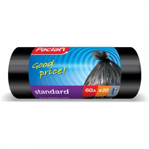 Мешки для мусора Paclan Standart 60л., 20шт/уп, прочные, черный