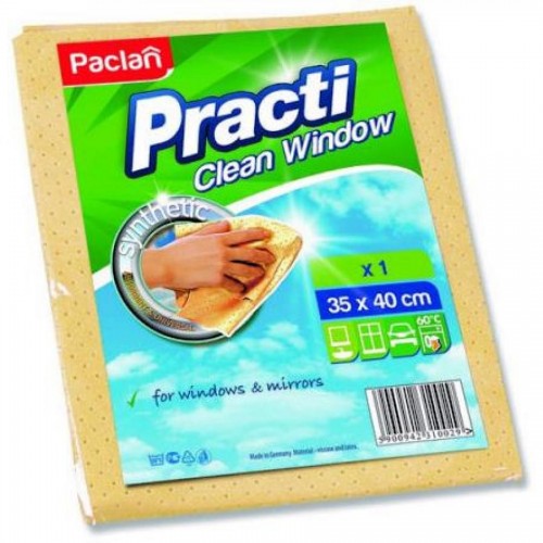 Салфетка д/мытья окон Paclan Practi Clean Window, 35х40см, искусcтвенная замша, 1 шт/уп