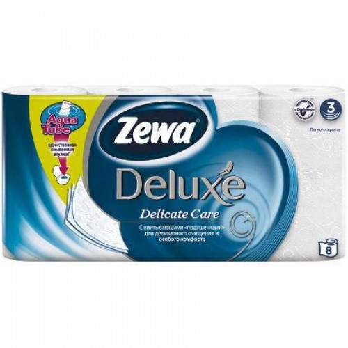 Бумага туалетная Zewa Deluxe, 8 шт/уп., 3 сл., Delicate Care