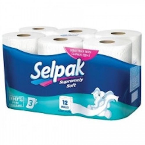Бумага туалетная Selpak, 3-х слойная, 4х12 рул/кор, белая