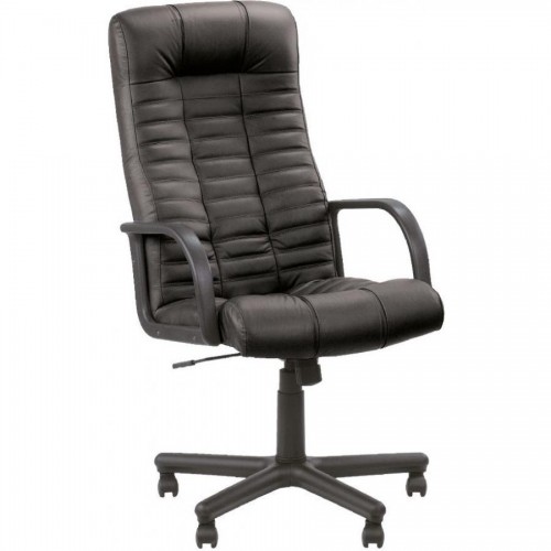 Кресло для руководителя ATLANT BX SP-A кожа, пластиков. подлокотники, пластик. крестовина, черный