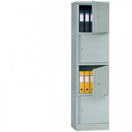 Шкаф металлический Практик АМ1845/4, 1830х458х458мм, 4 отсека, серый