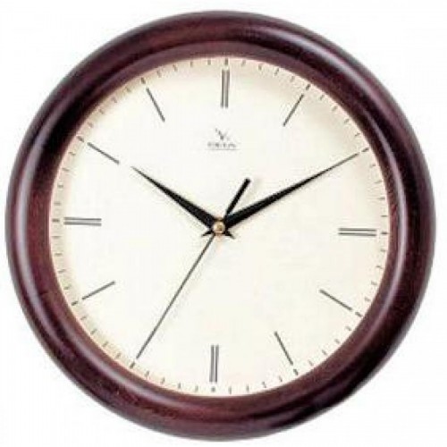Часы настенные Вега Д1МДматовое/7-200, d-30 см, белый фон, деревянное кольцо