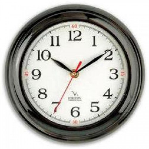Часы настенные Вега П6-6-18, d-23 см, белый фон, черное кольцо