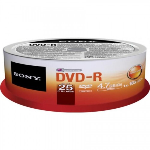 Диск записываемый DVD-R Sony, 16X4.7GB, 25шт/упак.