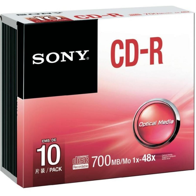 Диски записываемые CD-R Sony, 700Mb, Slim