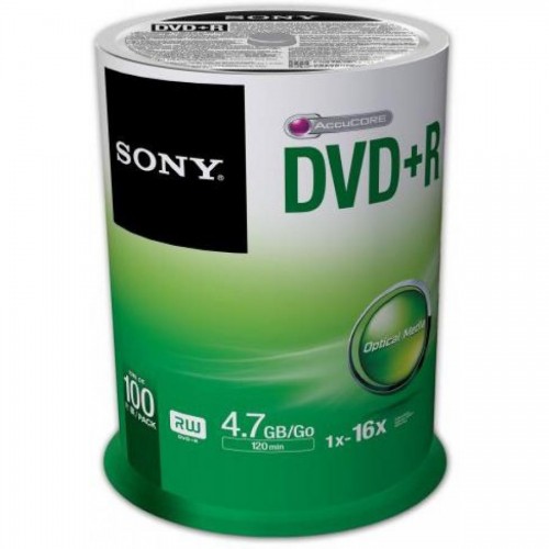 Диск записываемый DVD+R Sony, 16X4.7GB, 100шт/упак.