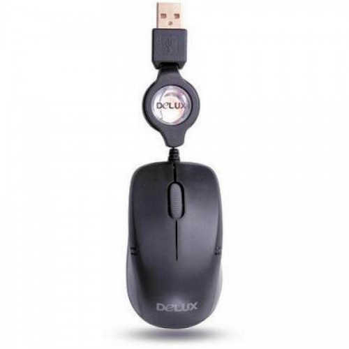 Мышь компьютерная для ноутбука Delux, DLM-123OUB, USB,черный