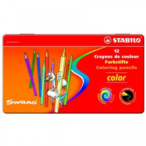 Карандаши цветные наточенные Stabilo "Color" 12 цв., металл. коробка (1812-77)