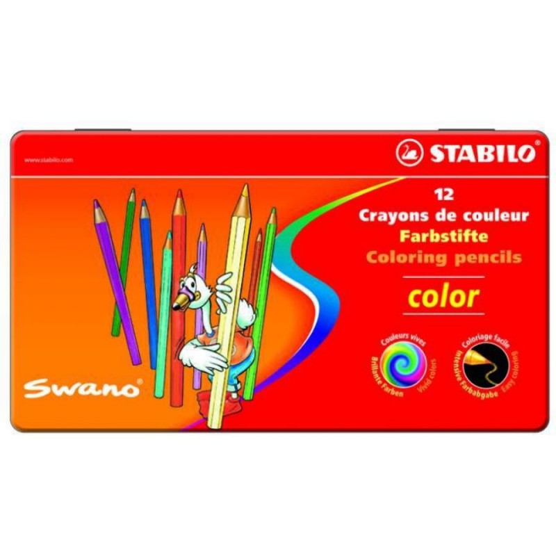 Карандаши цветные наточенные Stabilo "Color" 12 цв., металл. коробка (1812-77)