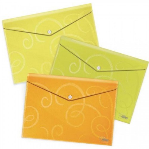 Папка-конверт на кнопке А4, Barocco, 1-80л., лимон