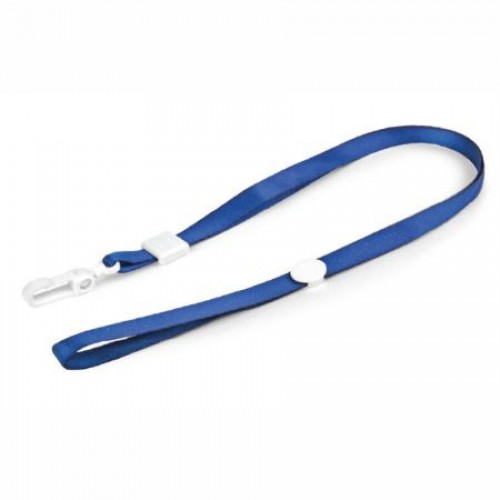 Шнурок для бейджей с пластиковым клипом, 45см, ширина 1,5 см, синий