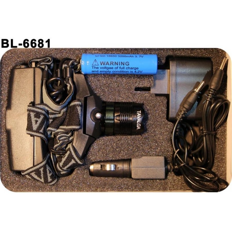 Фонарь наголовный Tavalga BL-6681, батарейки сзади, 3200 mAh, зарядное устр. в комплекте
