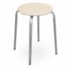 Табурет Эконом бежевый, искусственная кожа/металл серебристый