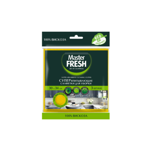 Салфетка из вискозы 30х35 см,3шт, Master FRESH