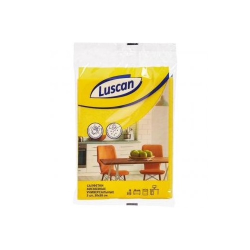 Салфетка из вискозы 30х38 см, 3 шт, 90 гр, Luscan